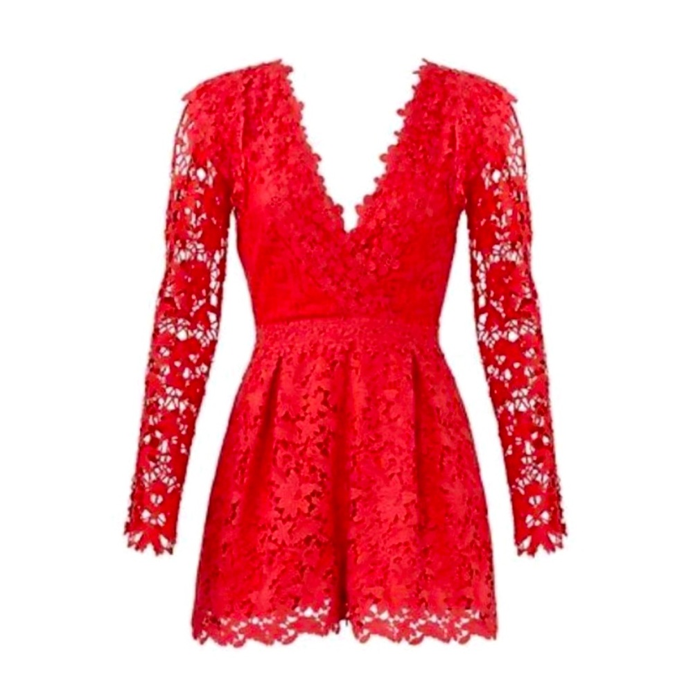 Nicole Miller Coral Lace Romper